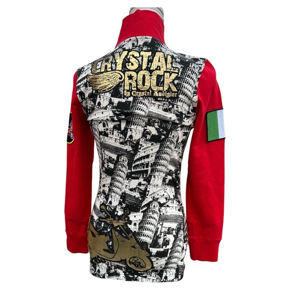 Christian Audigier crystal rock specialty foil rhinestone Track jacket SZ S - Picture 2 of 15